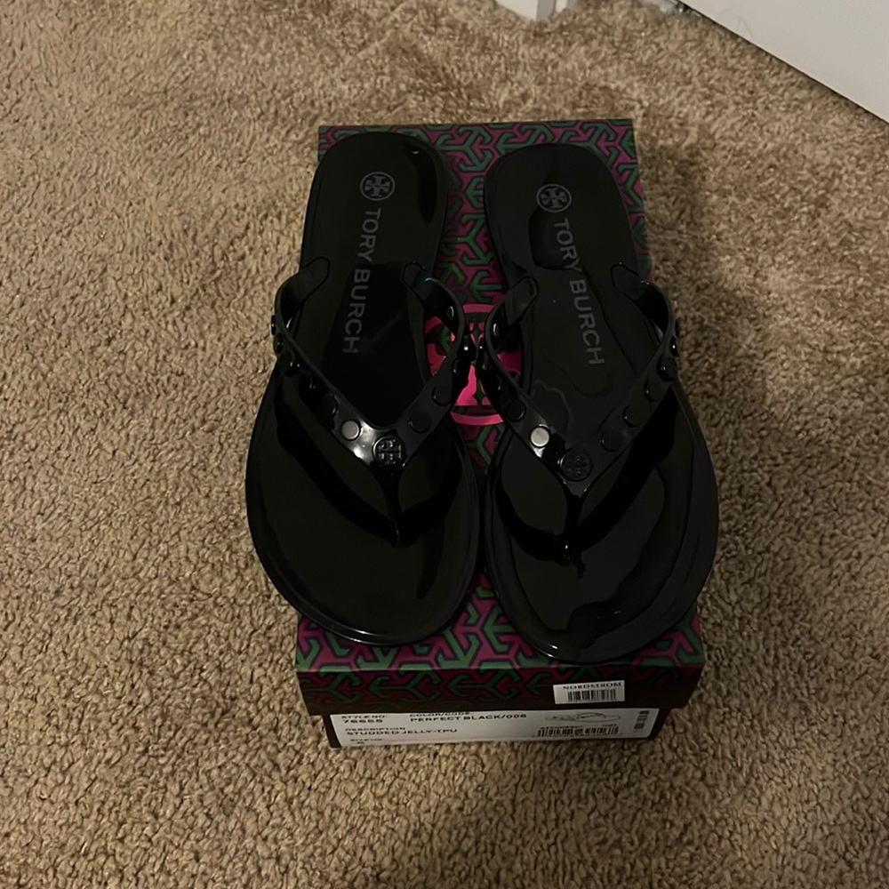 Like new Tory Burch studded jelly flip flops
